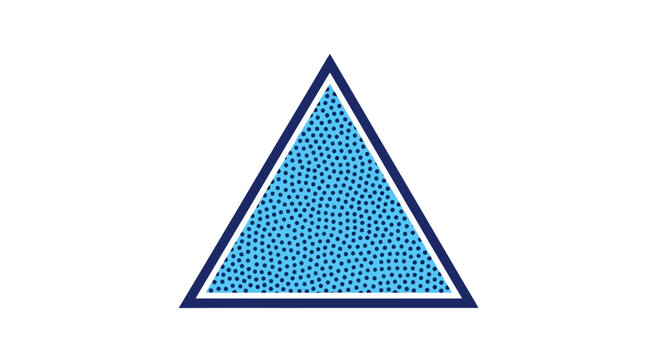 Geometric Triangle Shape with Textured Blue Fill and Dark Blue Outline on White Background