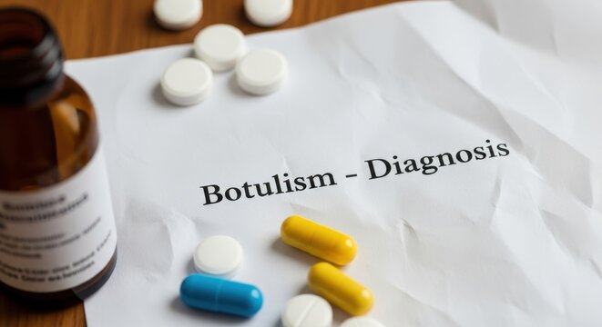 Botulism Diagnosis Document with Medication and Pills.