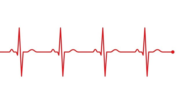 A vibrant red electrocardiogram (ECG) line traces a consistent heartbeat pattern, symbolizing life, health, and medical monitoring.