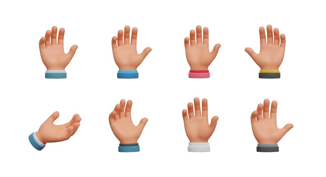 cartoon hands waving gesturing and isolated on a white backdrop for various communication and design purposes