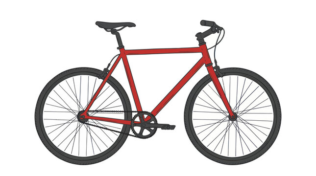 Red Bicycle Isolated on White Background, Urban Commute Vehicle
