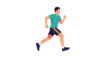 Fototapeta premium Athletic Young Man Running in Sportswear Fitness Illustration