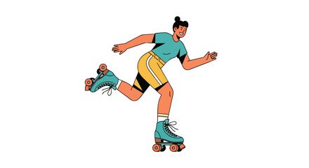 Obraz premium Happy Woman Roller Skating in Stylish Activewear Active Lifestyle and Outdoor Sport Illustration