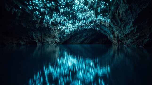 Bioluminescent Cave Lake &ndash; Ethereal Natural Wonder
