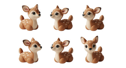 Obraz premium six adorable fawn figurines arranged poses on a clean white background nursery designs childrens books or crafting