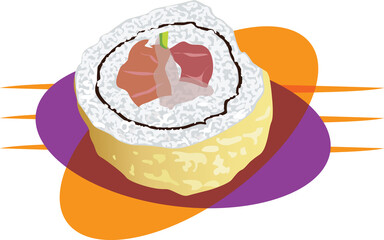 Supreme Maki Sushi Roll Japanese Cuisine Illustration © ທ.ສົມໄພວັນ ຈັນທະວົງສ