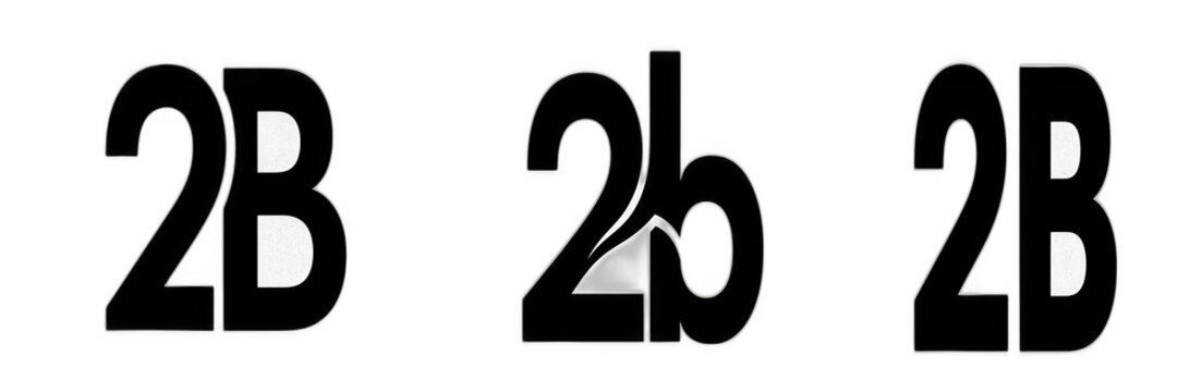 Set and collection of a bold black "2b" typographic graphic, perfect for educational branding, creative design projects, artistic labels, and modern font concepts isolated on white transparent png 