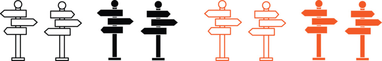 Minimalist vector signpost icons set for travel and navigation © @rayan_rahaman