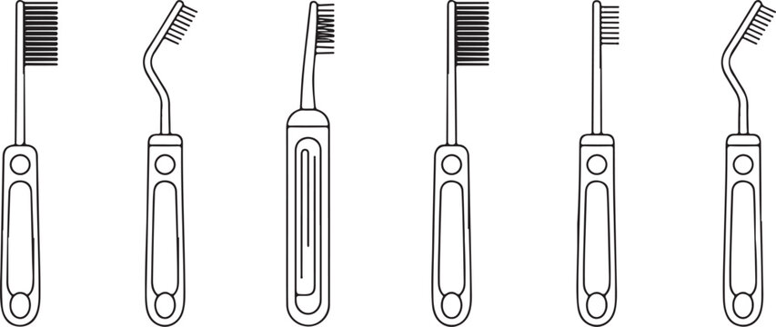 Assortment of toothbrushes and dental cleaning tools for effective oral hygiene and plaque removal.