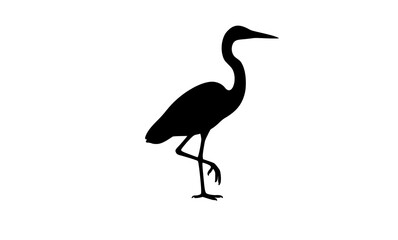 Obraz premium Minimalist Egret Bird Silhouette Vector with Elegant One Leg Standing Pose
