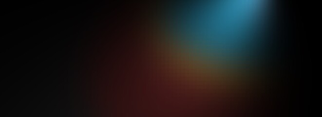 Fototapeta premium Aesthetic pixelated dark background with dual cyan blue and orange spotlight, abstract cosmic amber glow moire texture for crypto technology banner