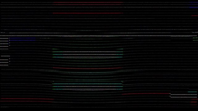 Wavy CRT scanlines grid background with geometric line distortion and color fringes. 4K Video