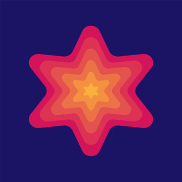 Vibrant Gradient Star Shape Ornament Graphic Design Element