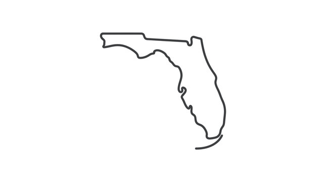 Outline Map of Florida State, USA