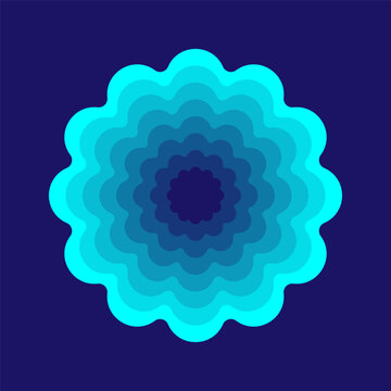 Blue Geometric Shape Ornament on blue Background