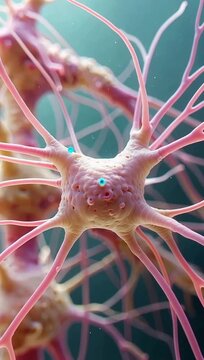 Microscopic Neuron Cell With Branching Dendrites for Nerve Communication and Brain Research