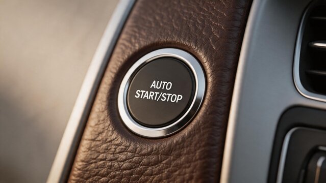 Car ignition button in vehicle interior