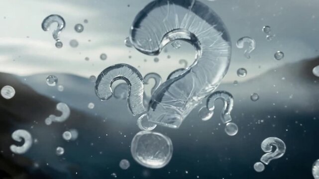 Floating Question Marks on Blue Abstract Background for Uncertainty