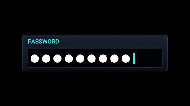 Password entry with dots and blinking cursor then access granted on dark interface