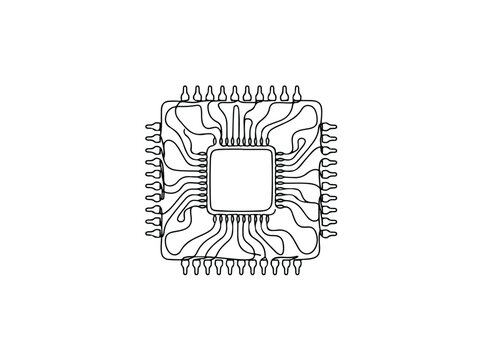 Microchip with electrical pins vector illustration