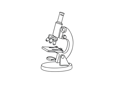 Single line drawing of a microscope