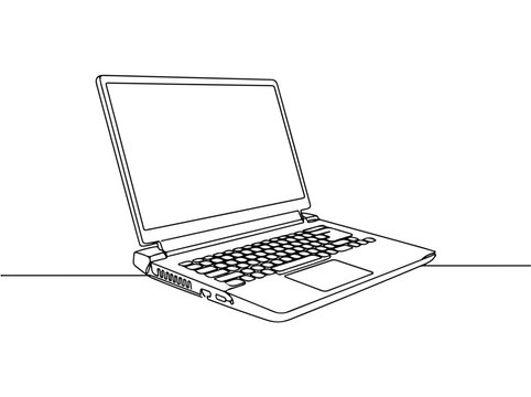 Single line gaming laptop illustration