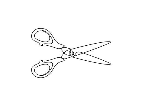 Single line drawing of scissors