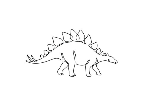 Stegosaurus walking in single line vector