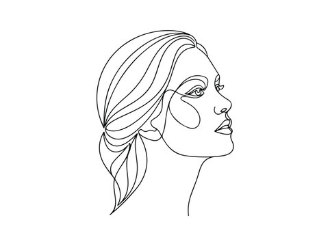 Single line drawing of woman's face