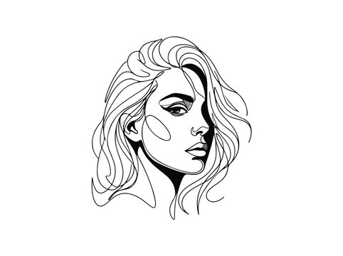 Single line drawing of a woman's face