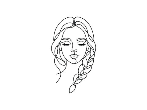 Single line drawing of woman's face