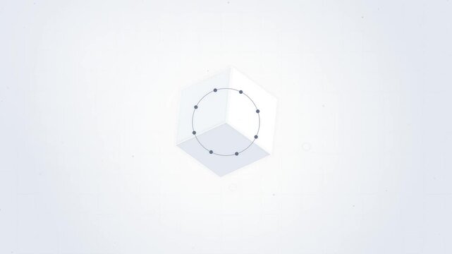 Abstract geometric circle with dots and shadow on white background.