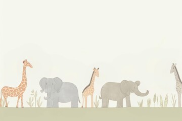 Obraz premium Safari animals wildlife elephant giraffe.