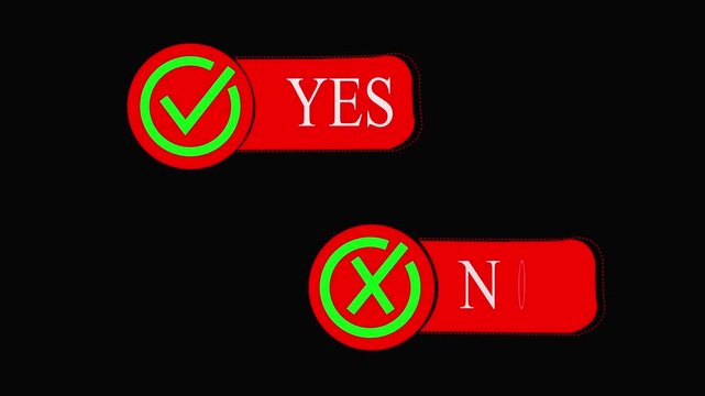Displays a yes button and a no button, suitable for decision making concept designs, web designs, surveys, quizzes, 