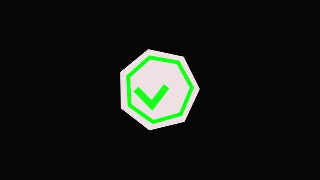 Checkmark yes no animation icon. Video footage of yes or no, true or false with alpha channel. Animated pop-up green check mark 