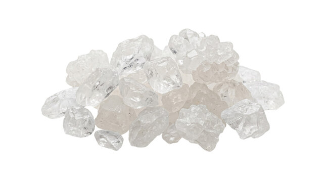 Rock sugar crystals isolated on transparent background