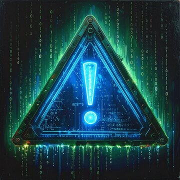 Neon warning sign in code