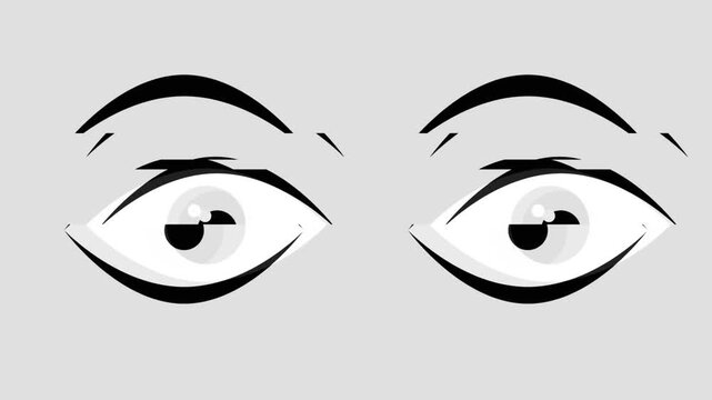 Monochrome human eyes illustration with distortions and glitch effects