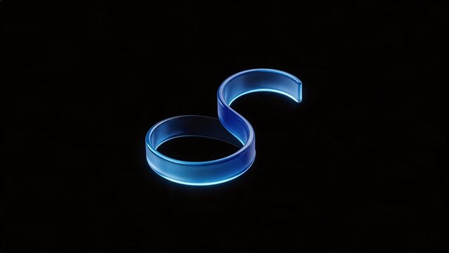 Blue glowing S shaped object