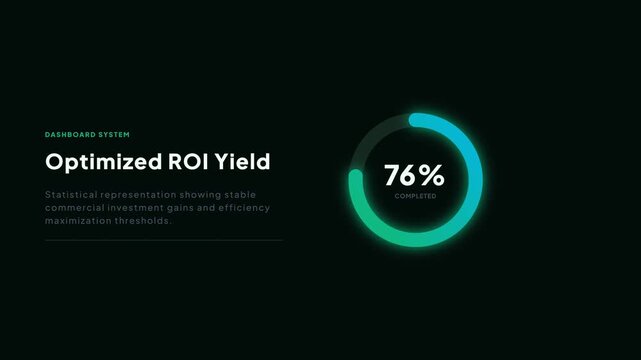 Optimized ROI yield stable investment gains statistical representation donut chart infographic