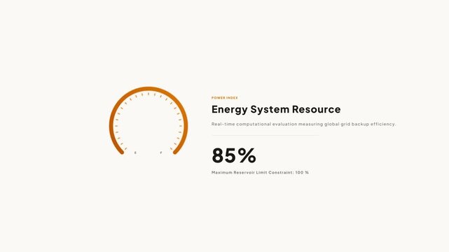 Energy system resource computational evaluation power index circular gauge motion graphic element