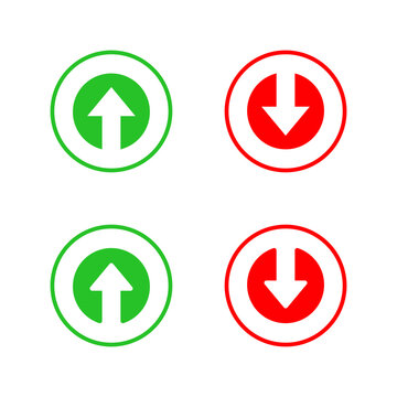 Up and down arrow icon in circular outline. Increase and decrease financial symbol