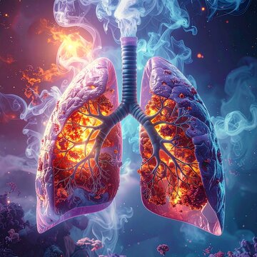 Fiery lungs in smoky ether