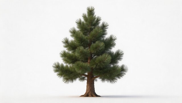 Single pine tree against white background