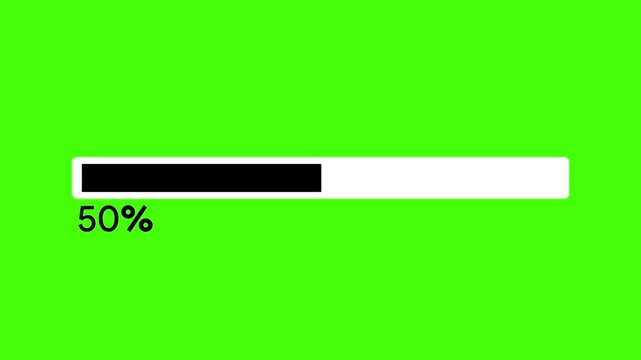 Loading animation green screen loading progress bar motion loading symbol buffering  Black White Progress Meter Chroma Key Animation