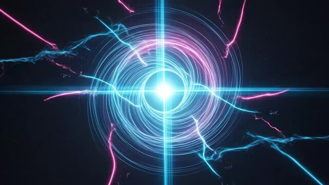 A glowing abstract vortex of swirling light energy in deep space