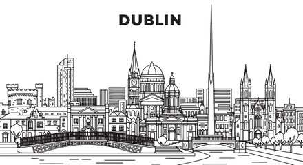 Fototapeta premium Dublin Skyline Illustration Cityscape
