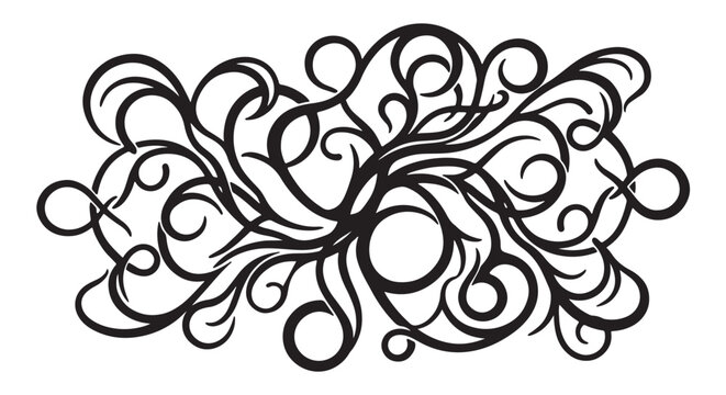 Black silhouette of a flowing organic loop network, high-selling stock vector design, isolated on pure white background