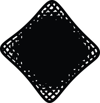 Black diamond shape icon with a textured grid pattern border for web design and digital ui interface elements