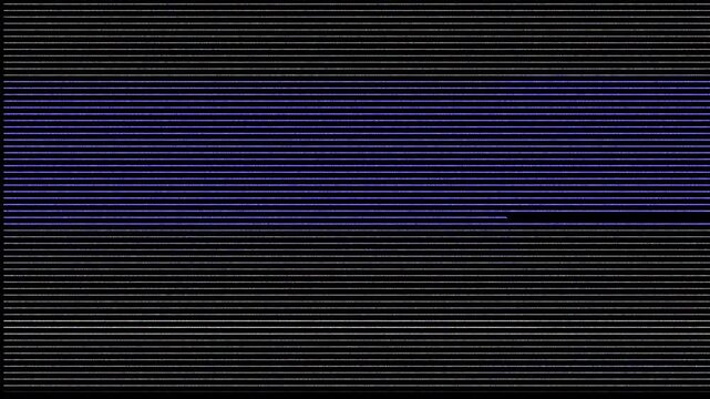 Retro VHS rewind screen texture with horizontal analog scanlines and monochrome static noise. 4K Video